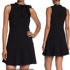 Betsey Johnson Scuba Bow Neck Mini Black Dress